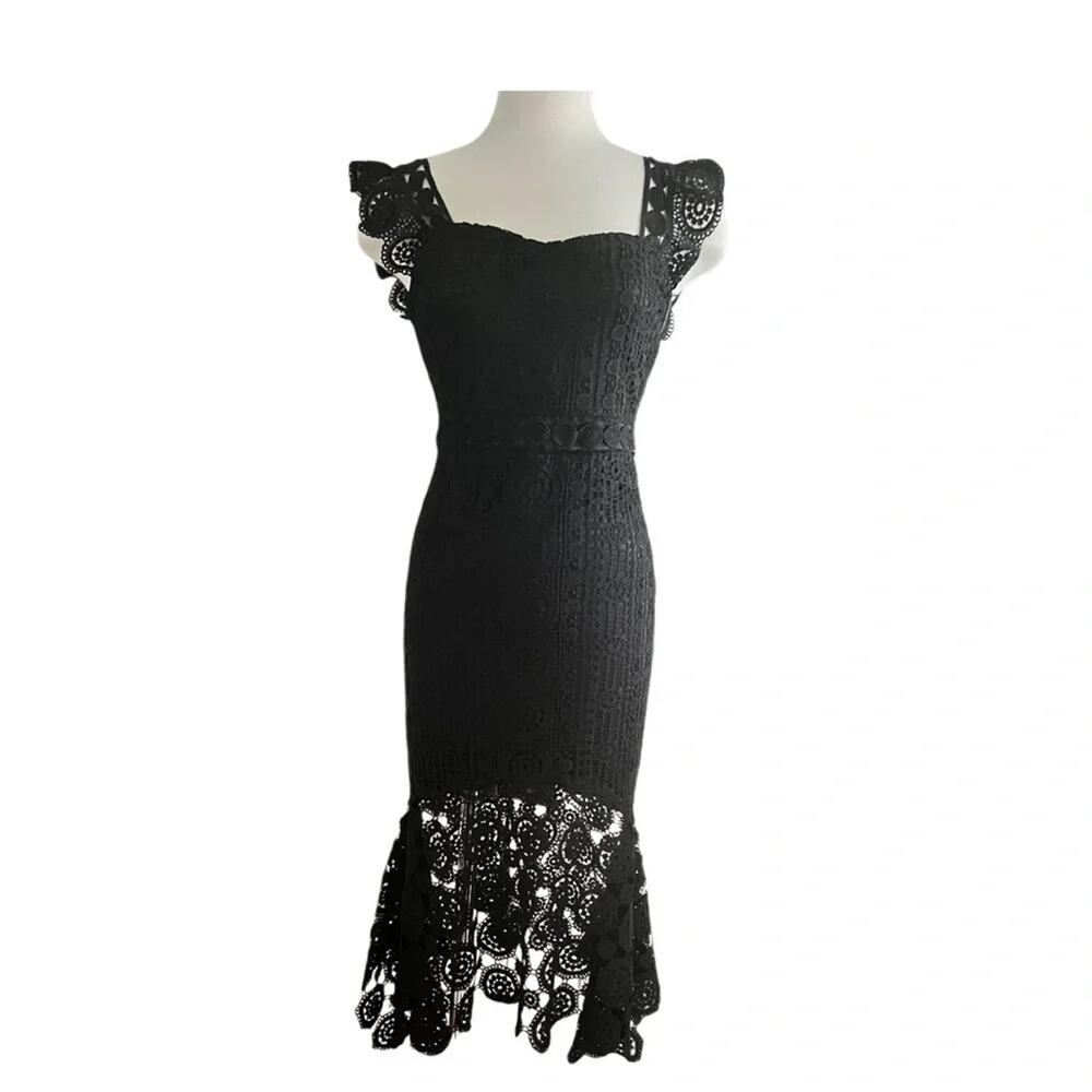 EMPRADA Zara Black Crochet Lace Dress Size M NWT - Picture 12 of 12